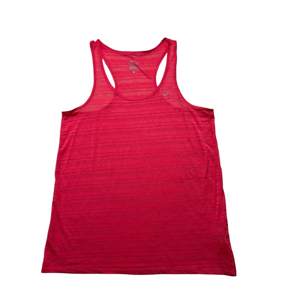 Nike Dri-FIT‎ Women Pink Burnout Racerback Running Tank Top 589030-685 L #1006
